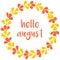 Hello august vector wreath sunny yellow and green card