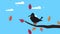 hello autumn animation with crow in branch