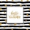 Hello autumn - gold text on seamless striped background