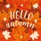 hello autumn poster with leafs pattern
