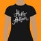 Hello Autumn t-shirt design template with simple flowing white text.