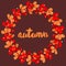 Hello autumn wreath vector brown card