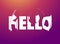 Hello. Banner, poster and sticker concept, with liquid text Hello.