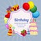 Hello birthday with cartoon balloon