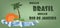 Hello brasil card with palm trees, sun and water design over green background, in outlines