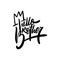 Hello Brother. Calligraphy phrase. Lettering for kid design clothes. Black color vector illustration.