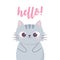 Hello cute cat cartoon animal funny character