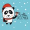 Hello December Panda Santa cartoon vector illustration