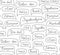 Hello, European languages, seamless pattern, contour d rawing, monochrome, white, vector