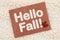 Hello Fall brown glitter greeting card