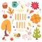 Hello fall cute cartoon autumn set