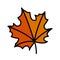 hello fall, maple leaf vector illustration, autumn season symbol, thick black outline