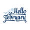 Hello February card. Holiday decor. Lettering