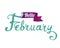 Hello February. Hand written doodle word