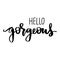 Hello gorgeous - Vector hand drawn lettering phrase. Modern brush calligraphy.