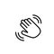 Hello hand with waves icon. Hand goodbye emoji linear sign. Hi isolated symbol