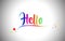 Hello Handwritten Word Text with Rainbow Colors and Vibrant Swoosh