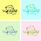 Hello Happy Spring phrase set hand drawn vector illustration sketched logotype icon. Lettering spring season with green