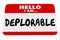 Hello I Am Deplorable Name Tag Greeting Words