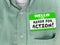 Hello I Am Ready for Action Nametag Green Shirt