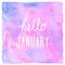 Hello January text on and watercolor