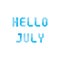 Hello July card with blue watercolor