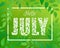 Hello JULY. Decorative Font made in swirls and floral elements.