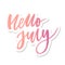 Hello July Phrase Lettering Calligraphy Vector Sticker