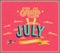 Hello july typographic design.