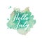 Hello july watercolor vector banner