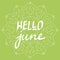 Hello June hand written lettering vector, inspirational quotes