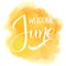 Hello June lettering.