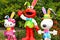 Hello Kitty, Elmo and Snoopy characters at Universal Studios Japan in Osaka, Japan