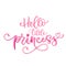 Hello little princess quote. Hand drawn modern calligraphy baby shower lettering logo phrase