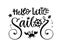 Hello little sailor quote. Simple baby shower hand drawn calligraphy style lettering logo phrase.