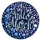 Hello March hand drawn lettering with abstract floral elements.