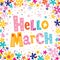 Hello March unique decorative lettering card