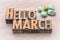 Hello March in vintage wood type