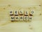 hello march wooden block with filter color effect