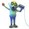 Hello is it me you are looking for asks zombie monster on the tin can phone, 3d illustration