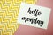 Hello Monday card typography text on pink background