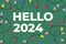hello new 2024 text and colorful christmas lights