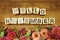 Hello November alphabet letters on wooden background