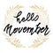 Hello November lettering