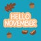 Hello november word concept, autumn icons composition