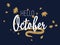 Hello October autumn seasonal calligraphic banner vector design