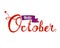 Hello October. Hand written word
