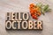 Hello October word greeting card