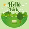 Hello Park. Natural landscape in the flat style. a beautiful park.Environmentally friendly natural landscape.