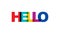 Hello phrase overlap color no transparency. Concept of simple text for typography poster, sticker design, apparel print, greeting